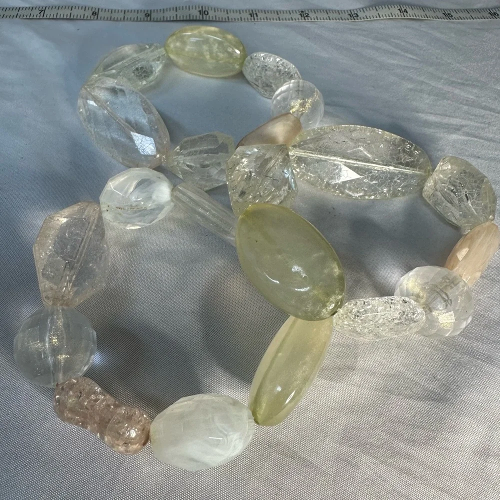 Five clear crackle style stretch chunky bracelets